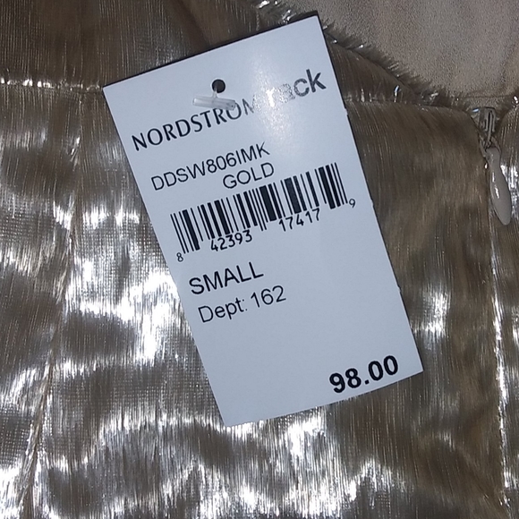 4SI3NNA Remi Gold Metallic Mini Dress.Small, Sexy Open Back with Straps.S - Picture 8 of 13